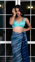 Noroke Silk Metallic Sheen Silk Sarong - Blue | Grocsy