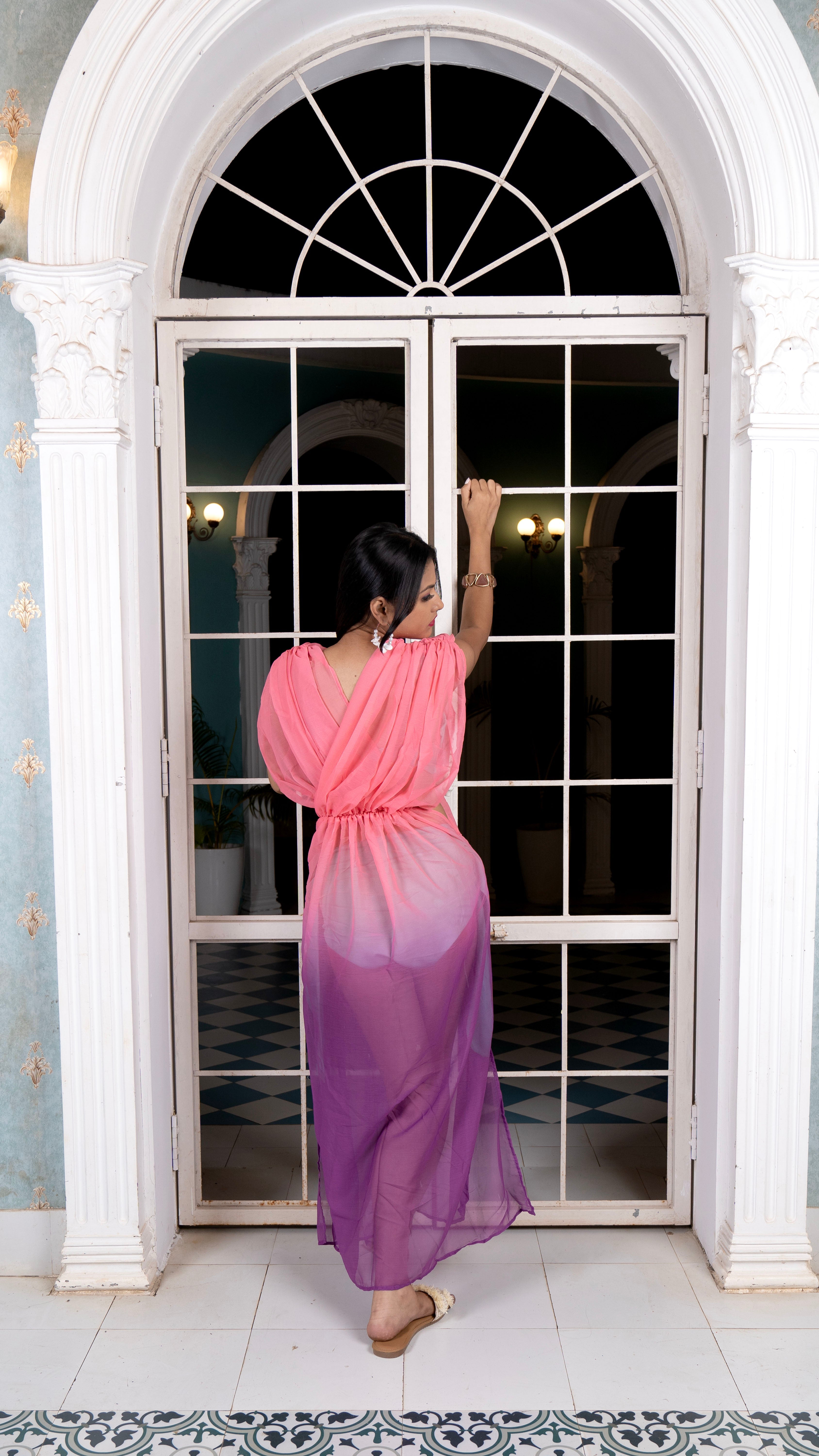 Noroke Flat Sheer Sheer Wrap Beachwear Cover Up Dress - Ombre | Grocsy