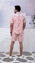 Noroke Linen White Floral Co-ord Set Men | Grocsy