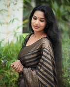 Vamika Weaving Banarasi Jacquard Black Kanjivaram Saree | Grocsy