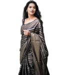 Vamika Weaving Banarasi Jacquard Black Kanjivaram Saree | Grocsy