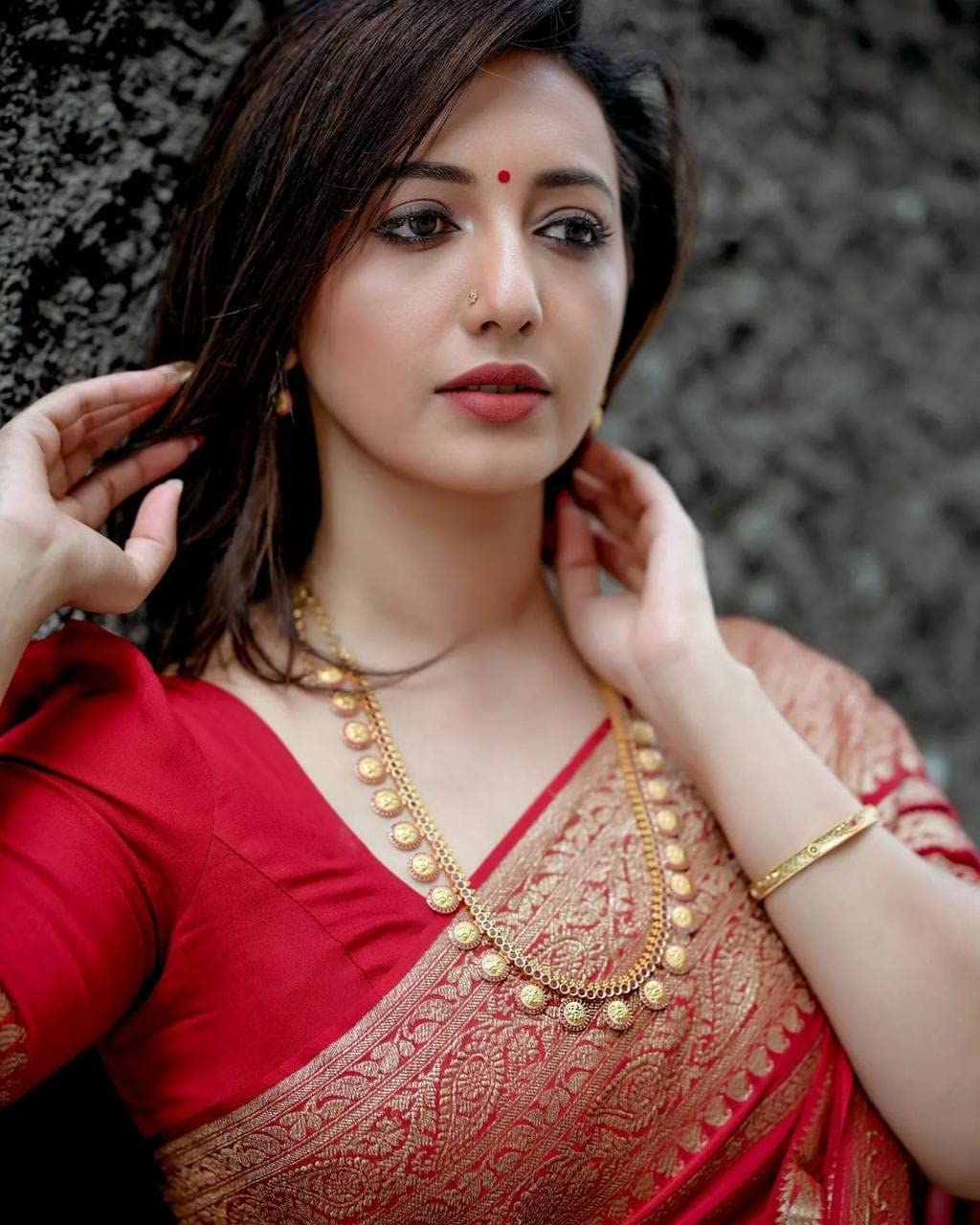 Vamika Weaving Banarasi Jacquard Red Kanjivaram Saree | Grocsy