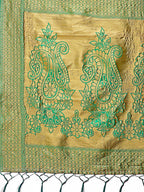 Shree Shyam Fashion Majestic Green Silk Saree with Gold Zari & Floral Design - Perfect for Festive & Traditional Occasions | Grocsy