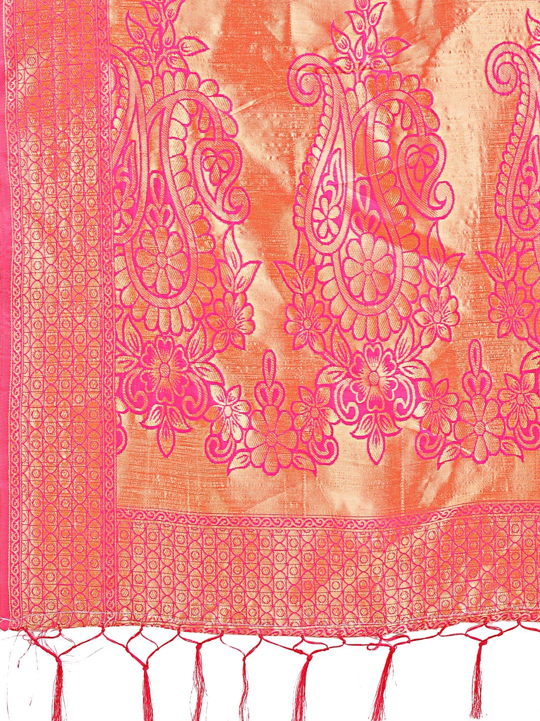 Shree Shyam Fashion Majestic Pink Silk Saree with Gold Zari & Floral Design - Perfect for Festive & Traditional Occasions | Grocsy