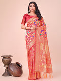 Shree Shyam Fashion Majestic Maroon Silk Saree with Gold Zari & Floral Design - Perfect for Festive & Traditional Occasions | Grocsy