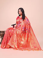 Shree Shyam Fashion Majestic Maroon Silk Saree with Gold Zari & Floral Design - Perfect for Festive & Traditional Occasions | Grocsy