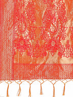 Shree Shyam Fashion Majestic Red Silk Saree with Gold Zari & Floral Design - Perfect for Festive & Traditional Occasions | Grocsy