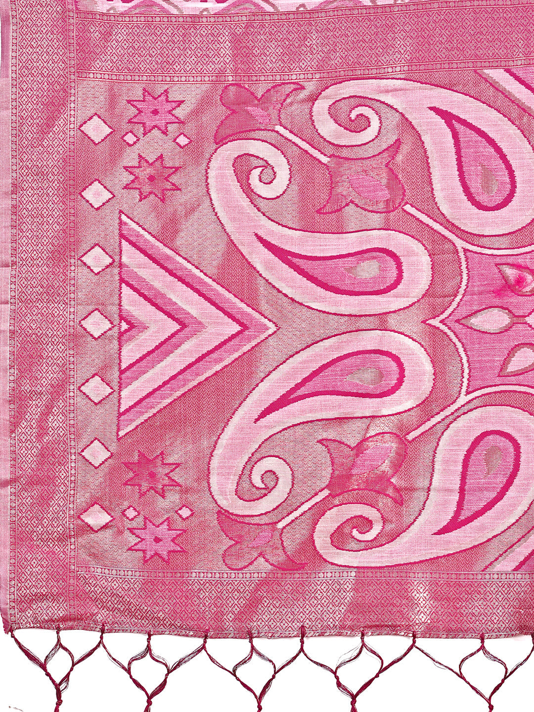 Shree Shyam Fashion Grace in Every Thread: Pink Patola Linen Cotton Saree Woven with Cultural Elegance | Grocsy