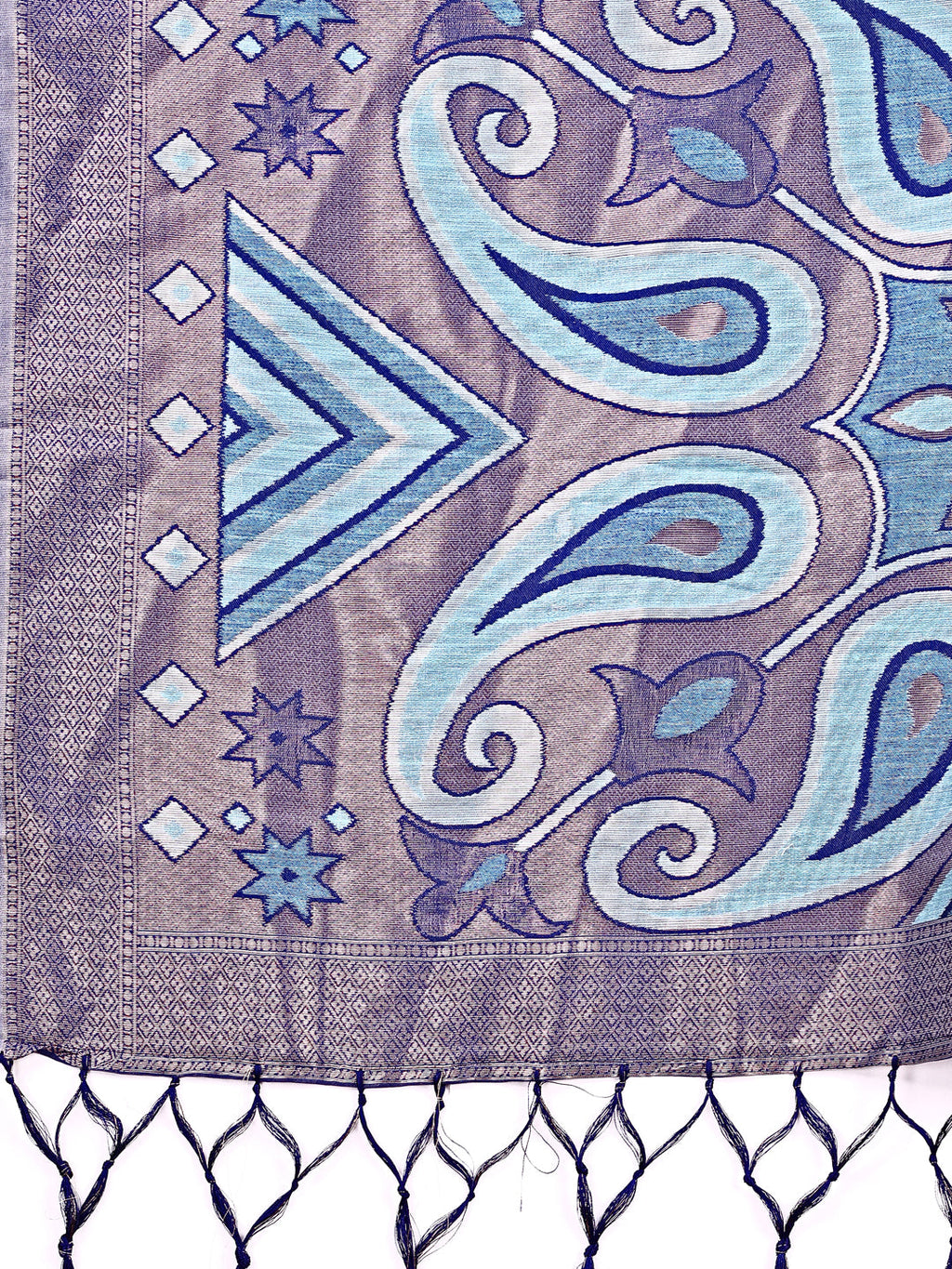 Shree Shyam Fashion Grace in Every Thread: Sky Blue Patola Linen Cotton Saree Woven with Cultural Elegance | Grocsy