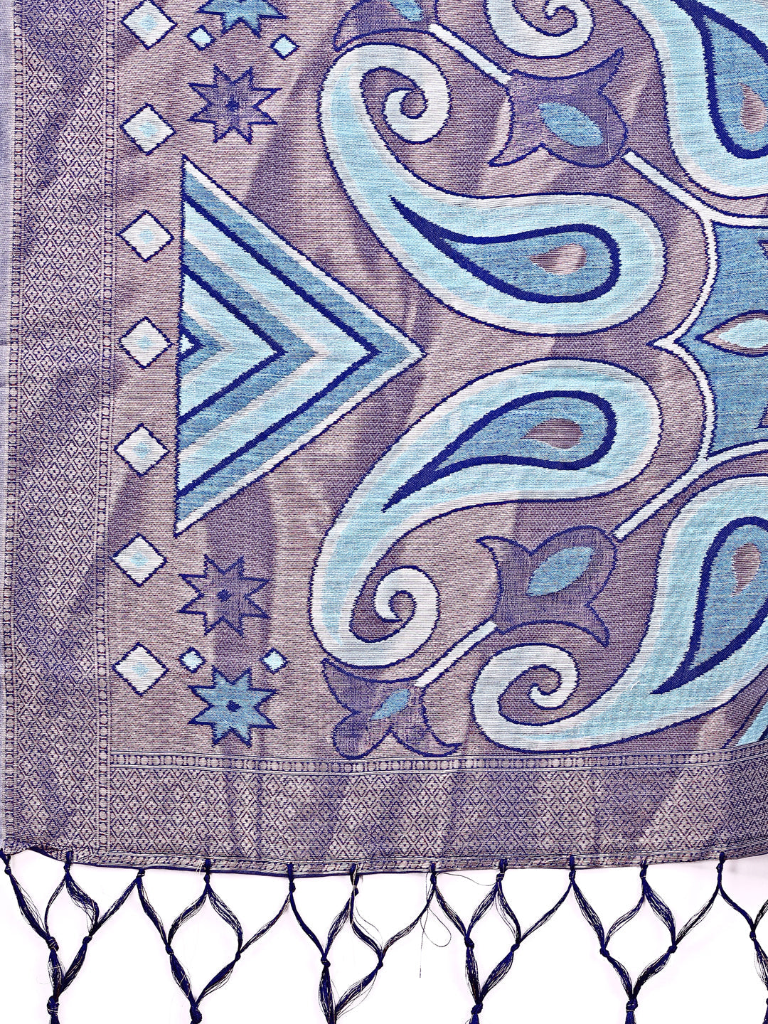 Shree Shyam Fashion Grace in Every Thread: Sky Blue Patola Linen Cotton Saree Woven with Cultural Elegance | Grocsy