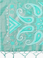 Shree Shyam Fashion Grace in Every Thread: Sea green Patola Linen Cotton Saree Woven with Cultural Elegance | Grocsy