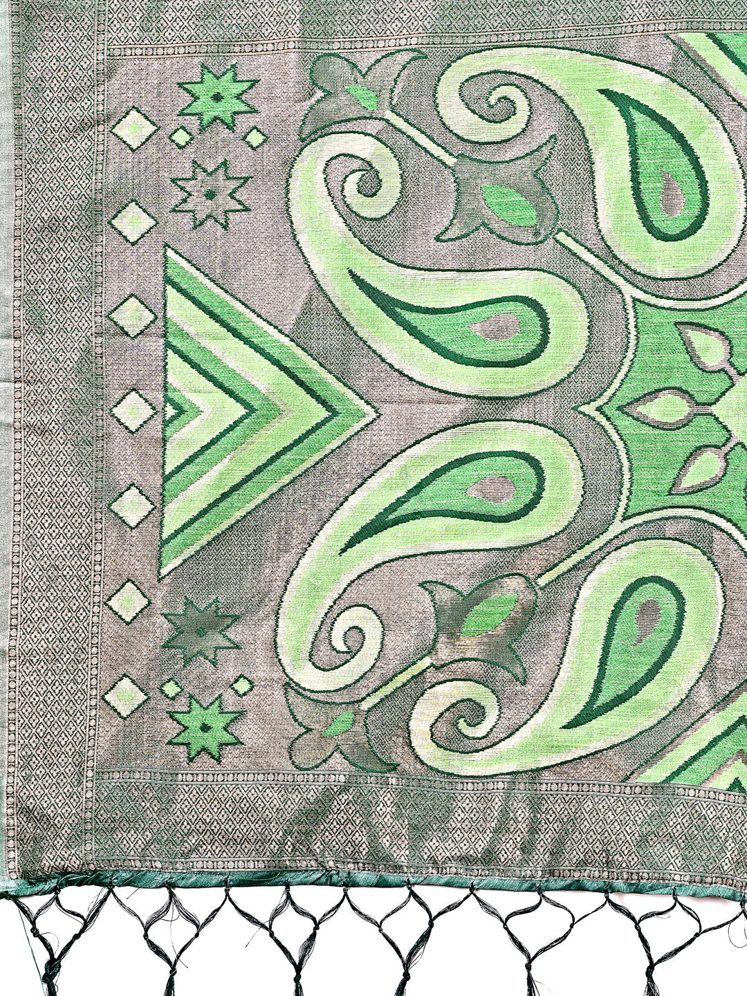 Shree Shyam Fashion Grace in Every Thread: Light green Patola Linen Cotton Saree Woven with Cultural Elegance | Grocsy