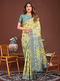 Shree Shyam Fashion Grace in Every Thread: Yellow Patola Linen Cotton Saree Woven with Cultural Elegance | Grocsy