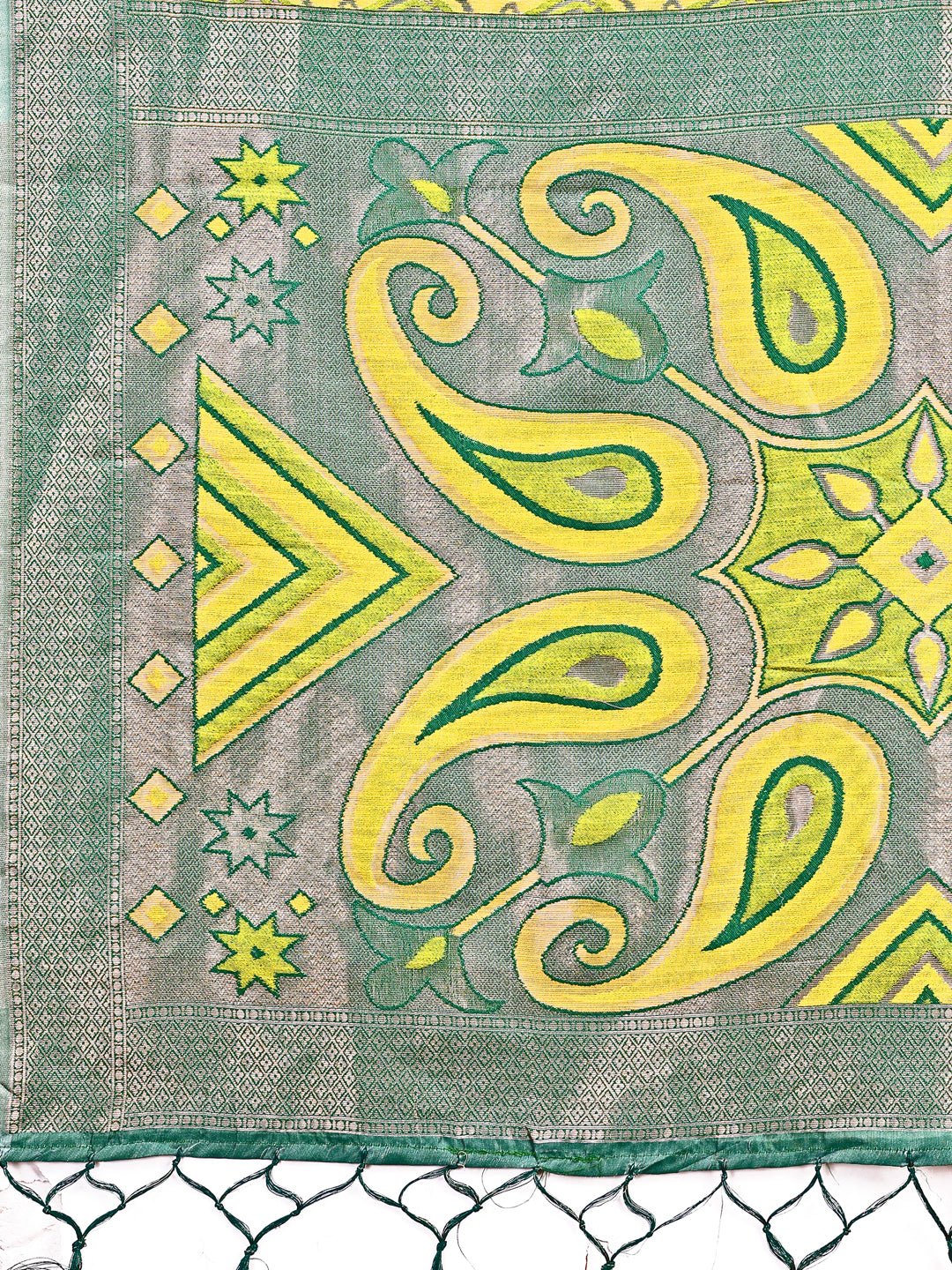 Shree Shyam Fashion Grace in Every Thread: Yellow Patola Linen Cotton Saree Woven with Cultural Elegance | Grocsy