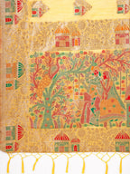 Shree Shyam Fashion Yellow Linen Saree with Multicolor Weaving & Zari Pallu - Elegant & Lightweight for Everyday Grace | Grocsy