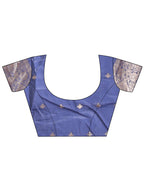 Shree Shyam Fashion Graceful Cream & Navy Blue Linen Cotton Saree with Rich Zari Pallu - A Touch of Royal Comfort | Grocsy