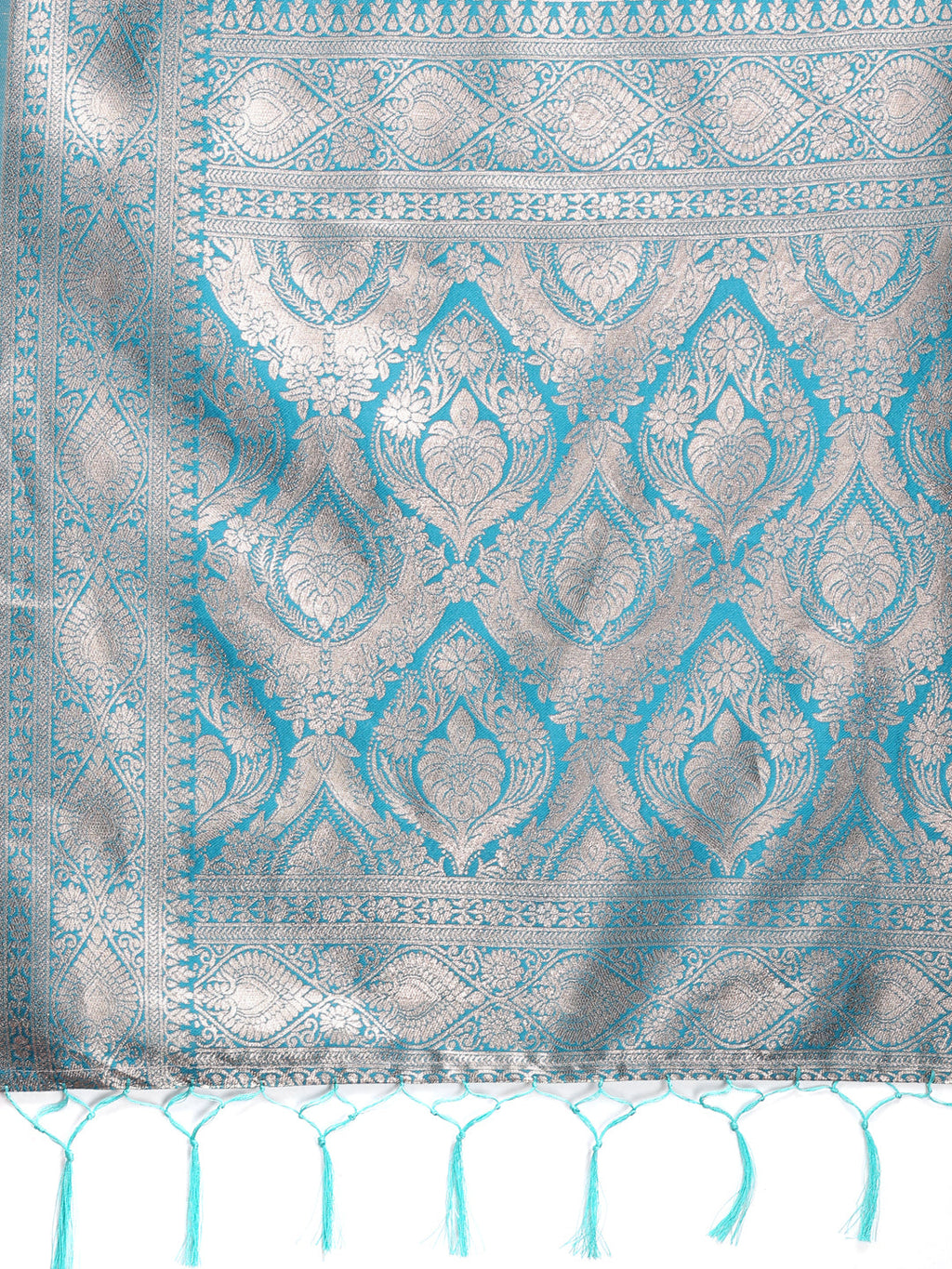 Shree Shyam Fashion Graceful Cream & Sea Green Linen Cotton Saree with Rich Zari Pallu - A Touch of Royal Comfort | Grocsy