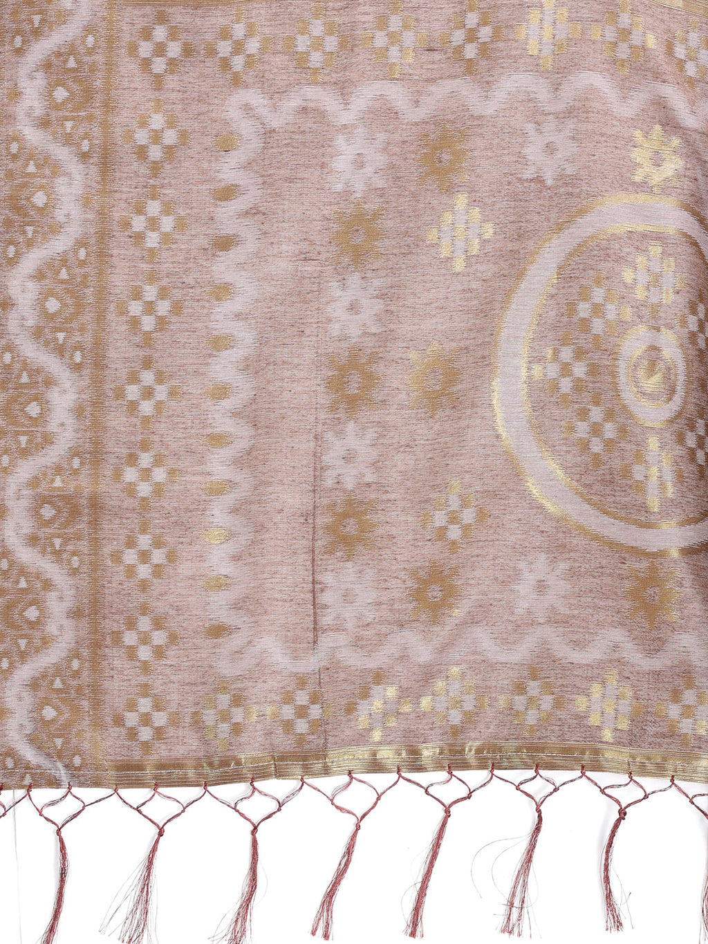 Shree Shyam Fashion Graceful Beige & Brown Linen Cotton Saree - Lightweight Elegance for Modern Women | Grocsy