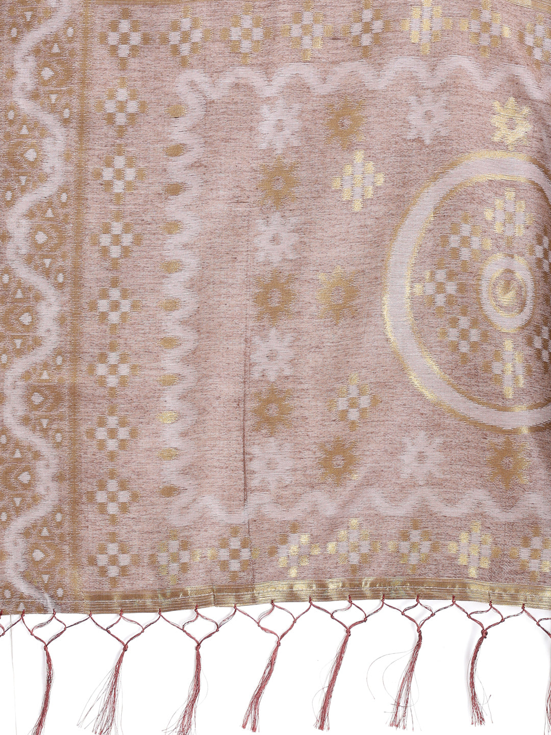 Shree Shyam Fashion Graceful Beige & Brown Linen Cotton Saree - Lightweight Elegance for Modern Women | Grocsy