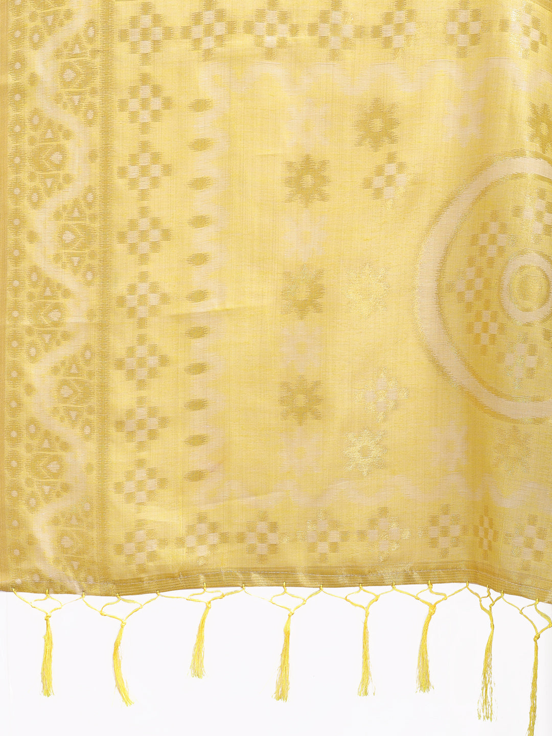 Shree Shyam Fashion Graceful Beige & Yellow Linen Cotton Saree - Lightweight Elegance for Modern Women | Grocsy