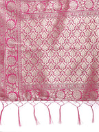Shree Shyam Fashion Purple Linen Cotton Woven Zari Work Traditional Tassel Saree | Grocsy