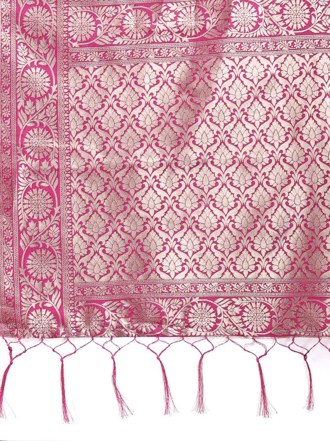 Shree Shyam Fashion Purple Linen Cotton Woven Zari Work Traditional Tassel Saree | Grocsy