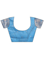 Shree Shyam Fashion Sky Blue Linen Cotton Woven Zari Work Traditional Tassel Saree | Grocsy