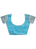 Shree Shyam Fashion Sea Green Linen Cotton Woven Zari Work Traditional Tassel Saree | Grocsy