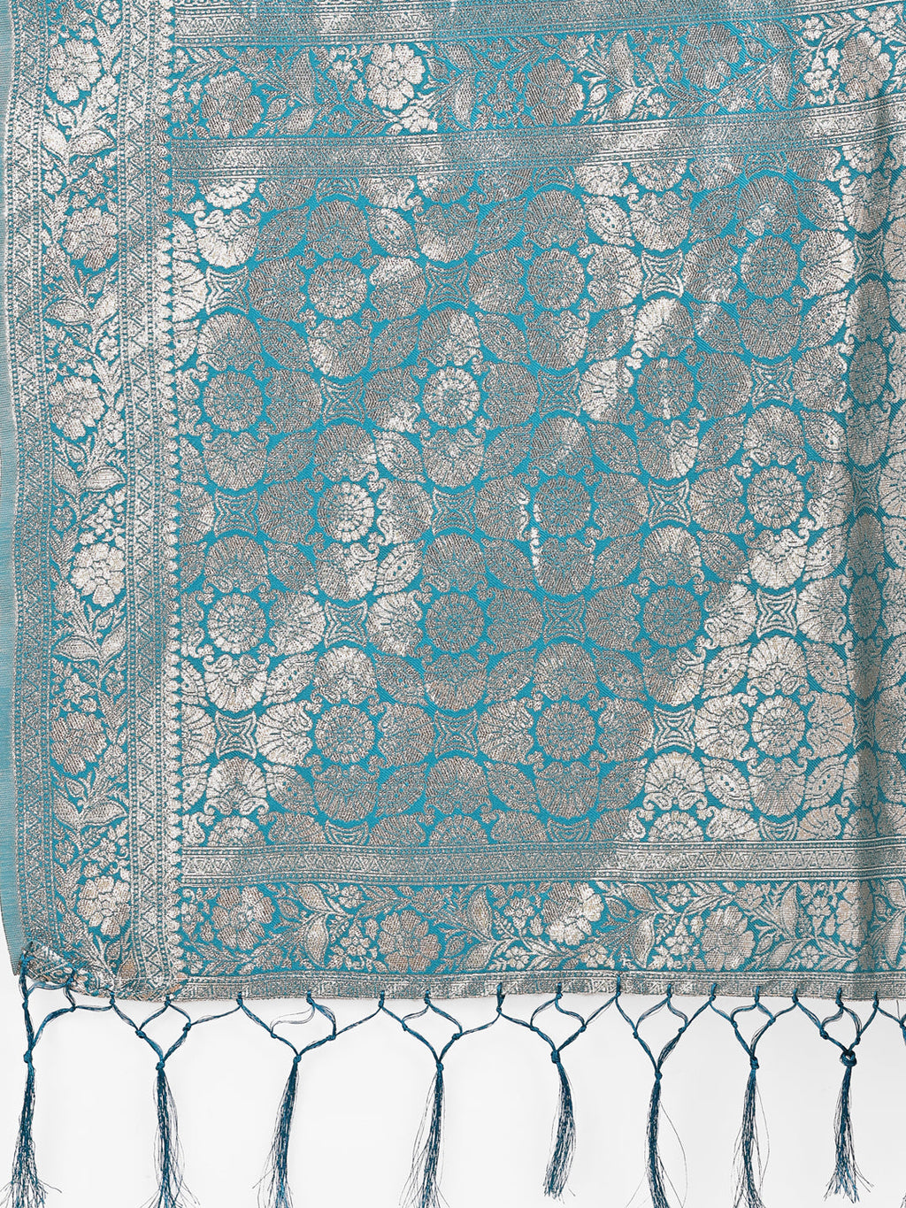 Shree Shyam Fashion Elegant Off-White & Teal Linen Cotton Saree with Zari Woven Border and Pallu - Soft Lightweight Saree for Daily,Festive & Office Wear | Grocsy
