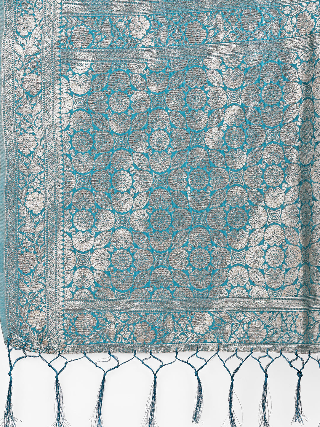 Shree Shyam Fashion Elegant Off-White & Teal Linen Cotton Saree with Zari Woven Border and Pallu - Soft Lightweight Saree for Daily,Festive & Office Wear | Grocsy
