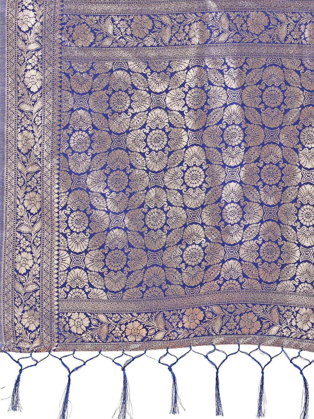 Shree Shyam Fashion Elegant Off-White & Blue Linen Cotton Saree with Zari Woven Border and Pallu - Soft Lightweight Saree for Daily,Festive & Office Wear | Grocsy