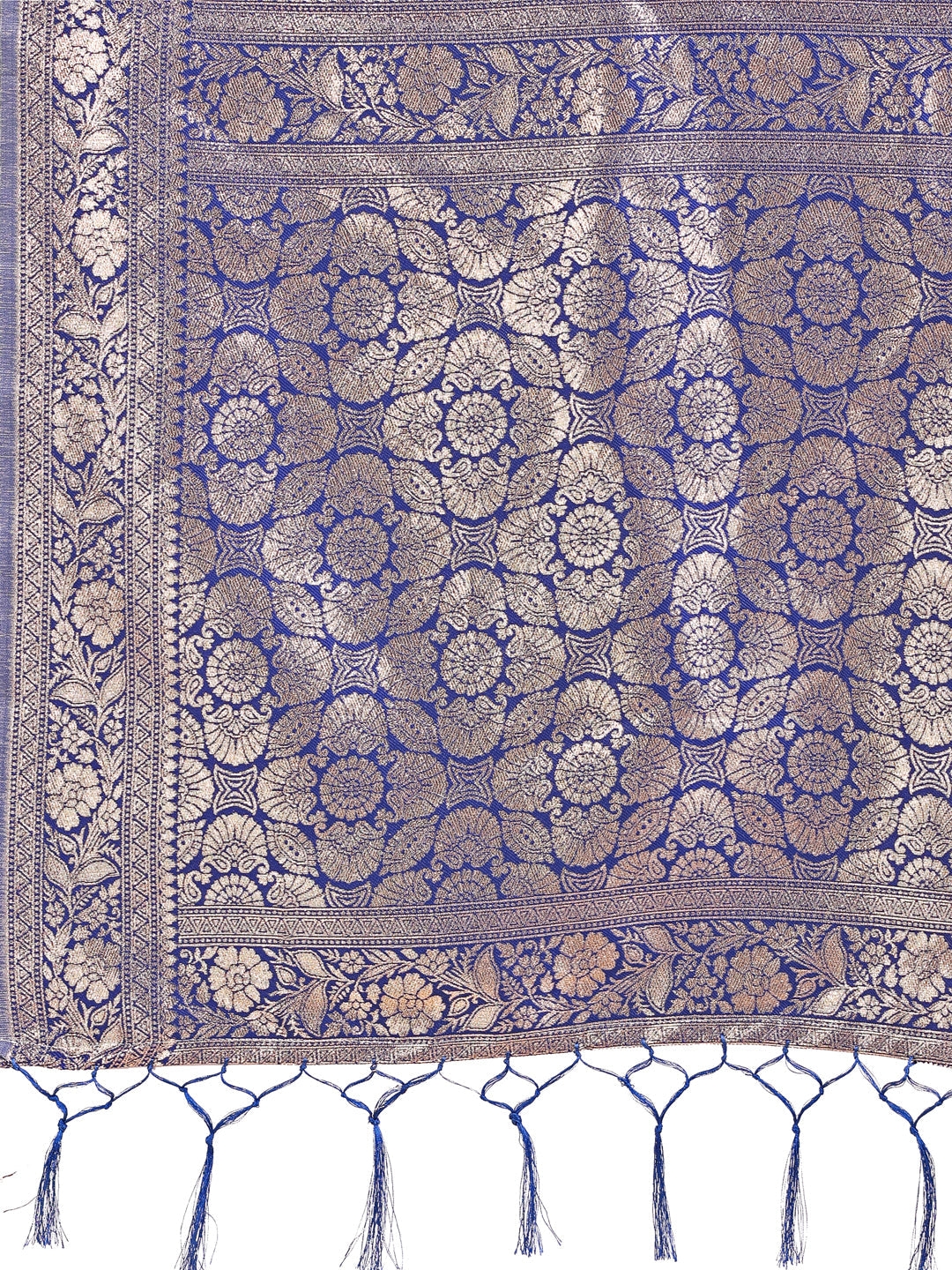 Shree Shyam Fashion Elegant Off-White & Blue Linen Cotton Saree with Zari Woven Border and Pallu - Soft Lightweight Saree for Daily,Festive & Office Wear | Grocsy