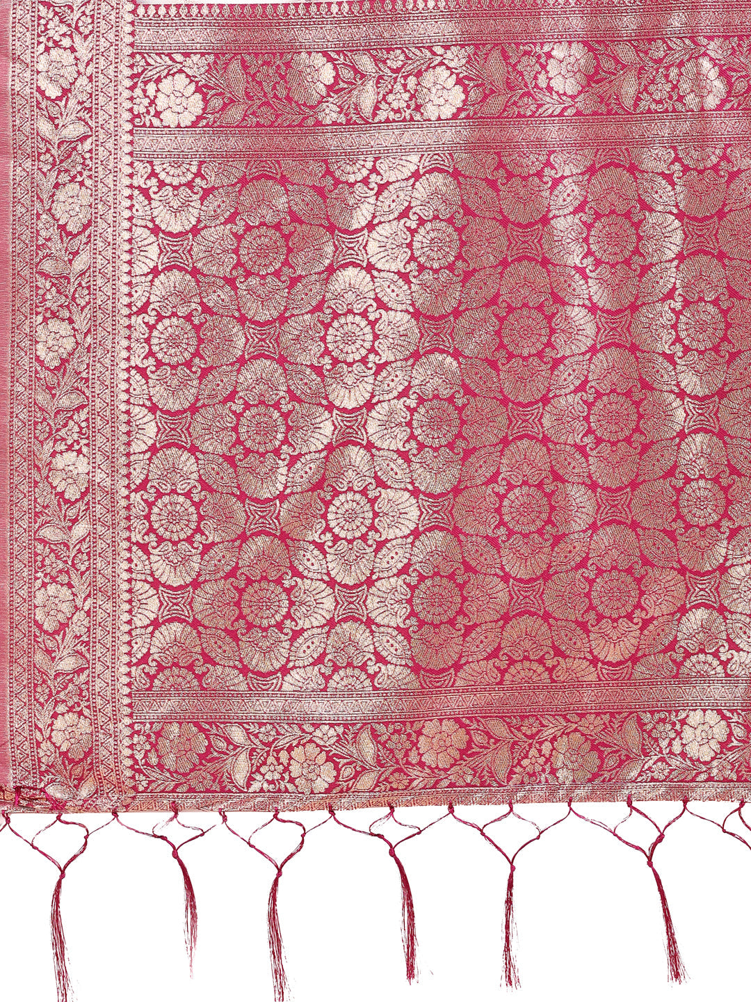 Shree Shyam Fashion Elegant Off-White & Magenta Linen Cotton Saree with Zari Woven Border and Pallu - Soft Lightweight Saree for Daily,Festive & Office Wear | Grocsy