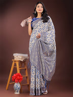 Shree Shyam Fashion Blue Linen Saree with Rich Woven Zari Work - Elegant Ethnic Saree for Festive & Office Wear | Grocsy