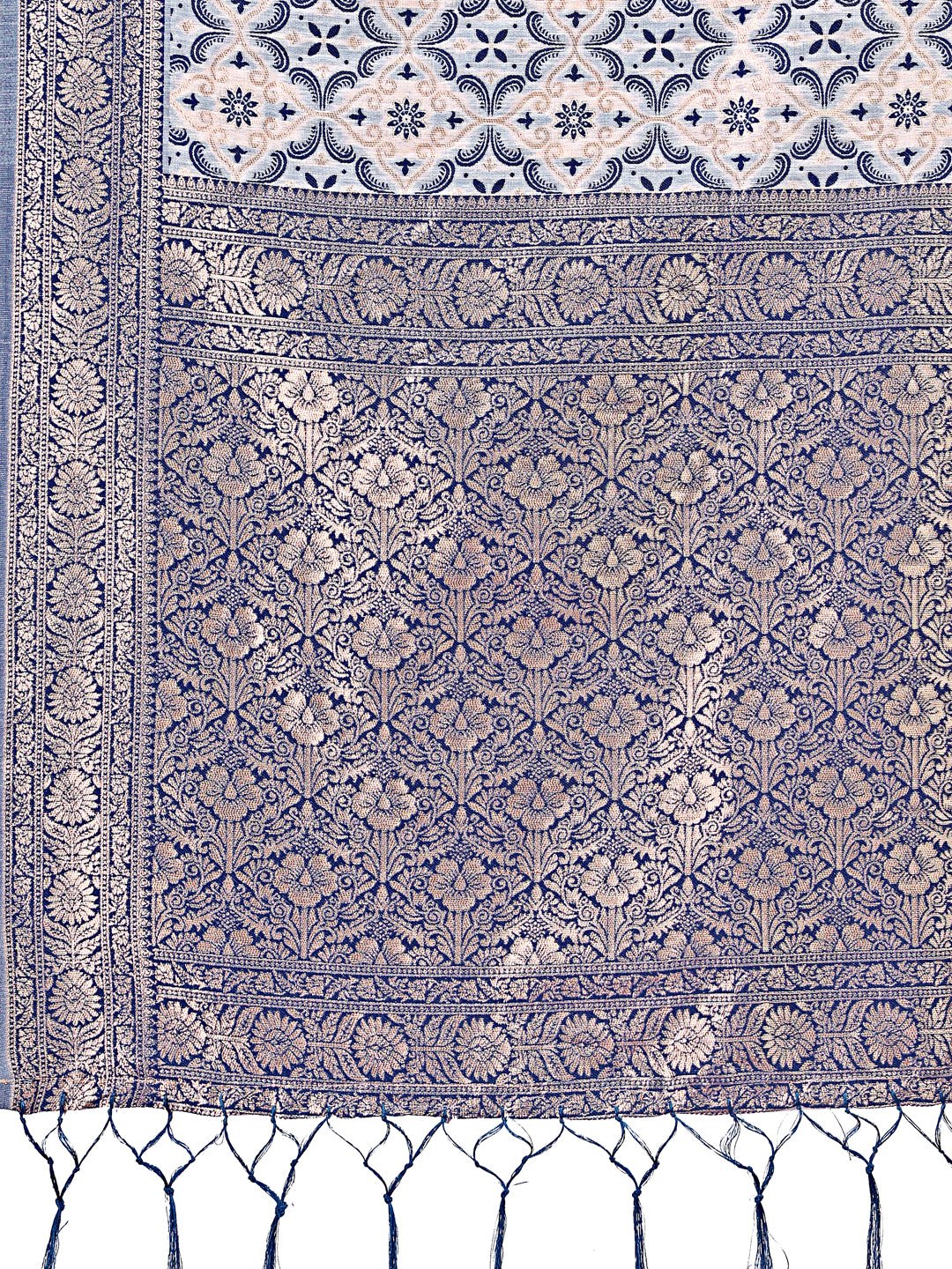 Shree Shyam Fashion Blue Linen Saree with Rich Woven Zari Work - Elegant Ethnic Saree for Festive & Office Wear | Grocsy
