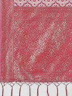 Shree Shyam Fashion Pink Linen Saree with Rich Woven Zari Work - Elegant Ethnic Saree for Festive & Office Wear | Grocsy