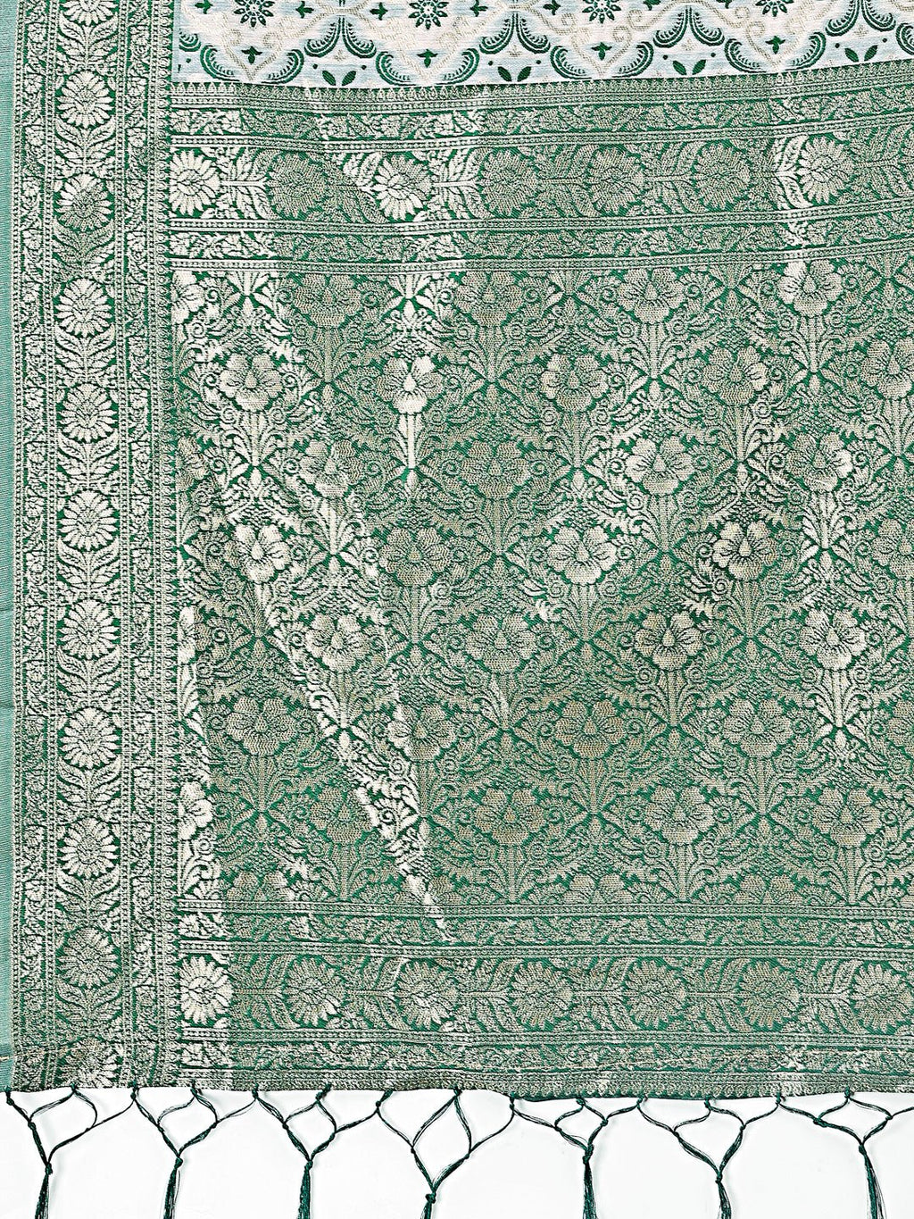 Shree Shyam Fashion Green Linen Saree with Rich Woven Zari Work - Elegant Ethnic Saree for Festive & Office Wear | Grocsy