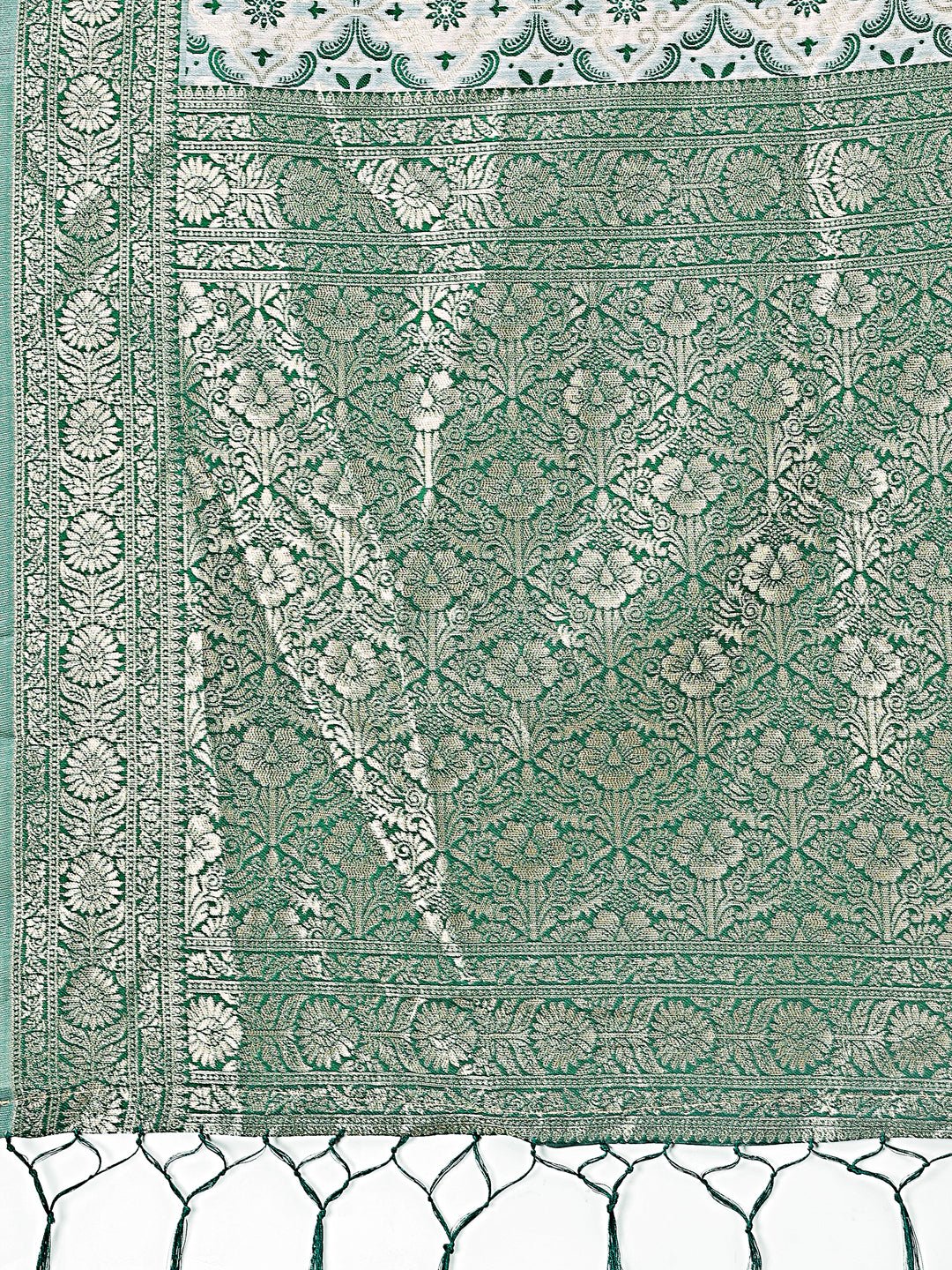 Shree Shyam Fashion Green Linen Saree with Rich Woven Zari Work - Elegant Ethnic Saree for Festive & Office Wear | Grocsy