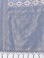 Shree Shyam Fashion Sky Blue Linen Saree with Rich Woven Zari Work - Elegant Ethnic Saree for Festive & Office Wear | Grocsy