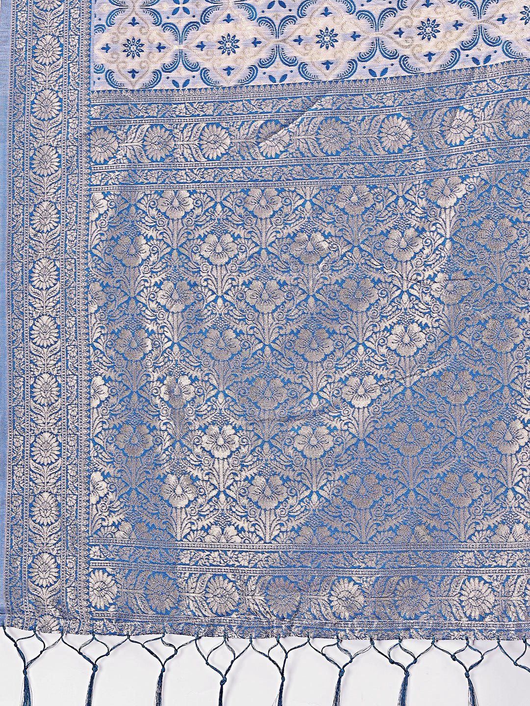 Shree Shyam Fashion Sky Blue Linen Saree with Rich Woven Zari Work - Elegant Ethnic Saree for Festive & Office Wear | Grocsy
