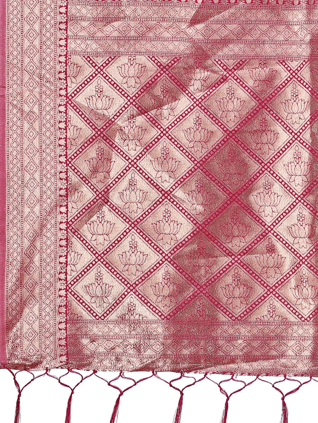 Shree Shyam Fashion Elegant Pink & Cream Linen Saree with Geometric Design and Zari Border - Festive & Party Wear | Grocsy