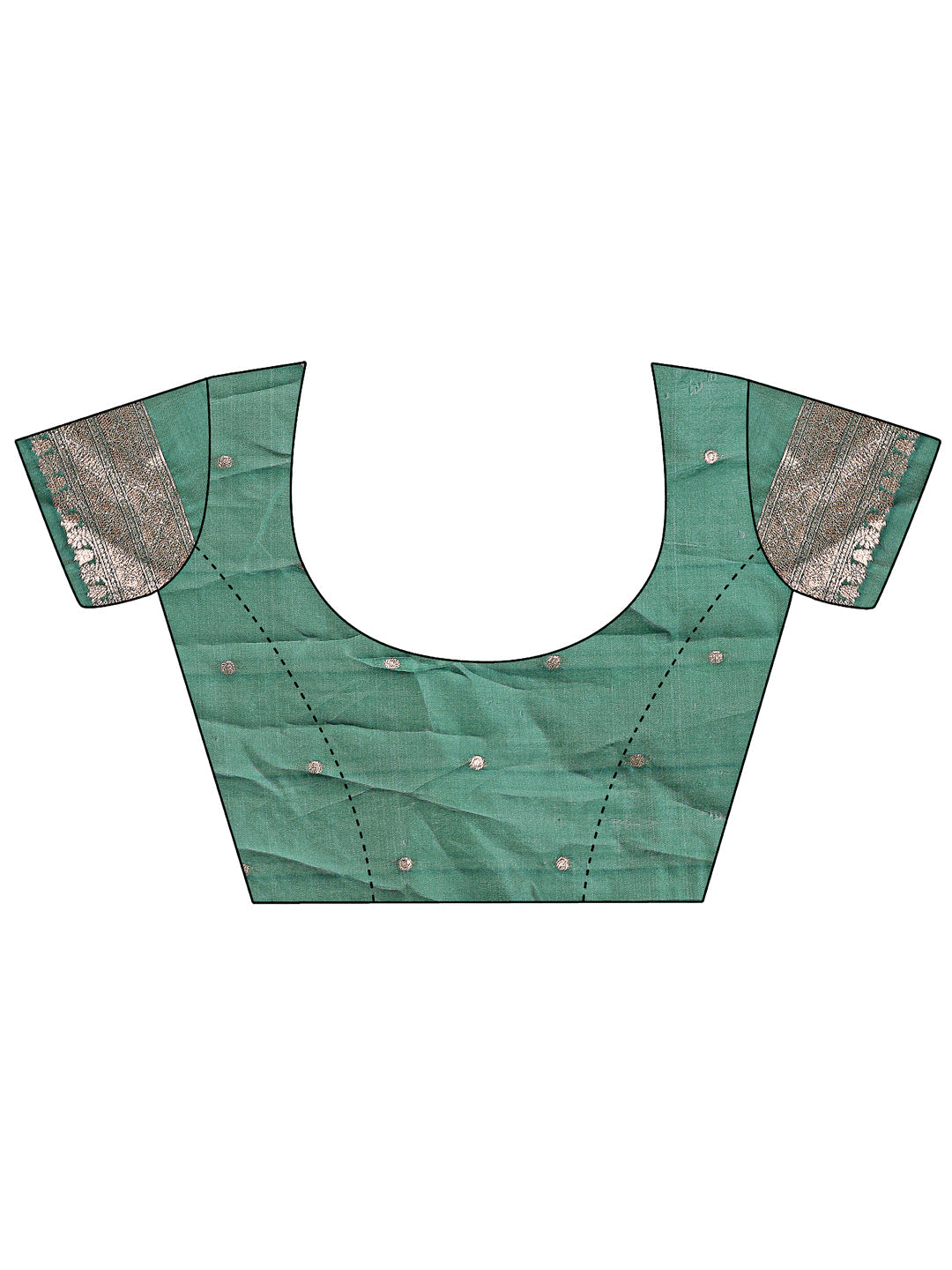 Shree Shyam Fashion Elegant Green & Cream Linen Saree with Geometric Design and Zari Border - Festive & Party Wear | Grocsy