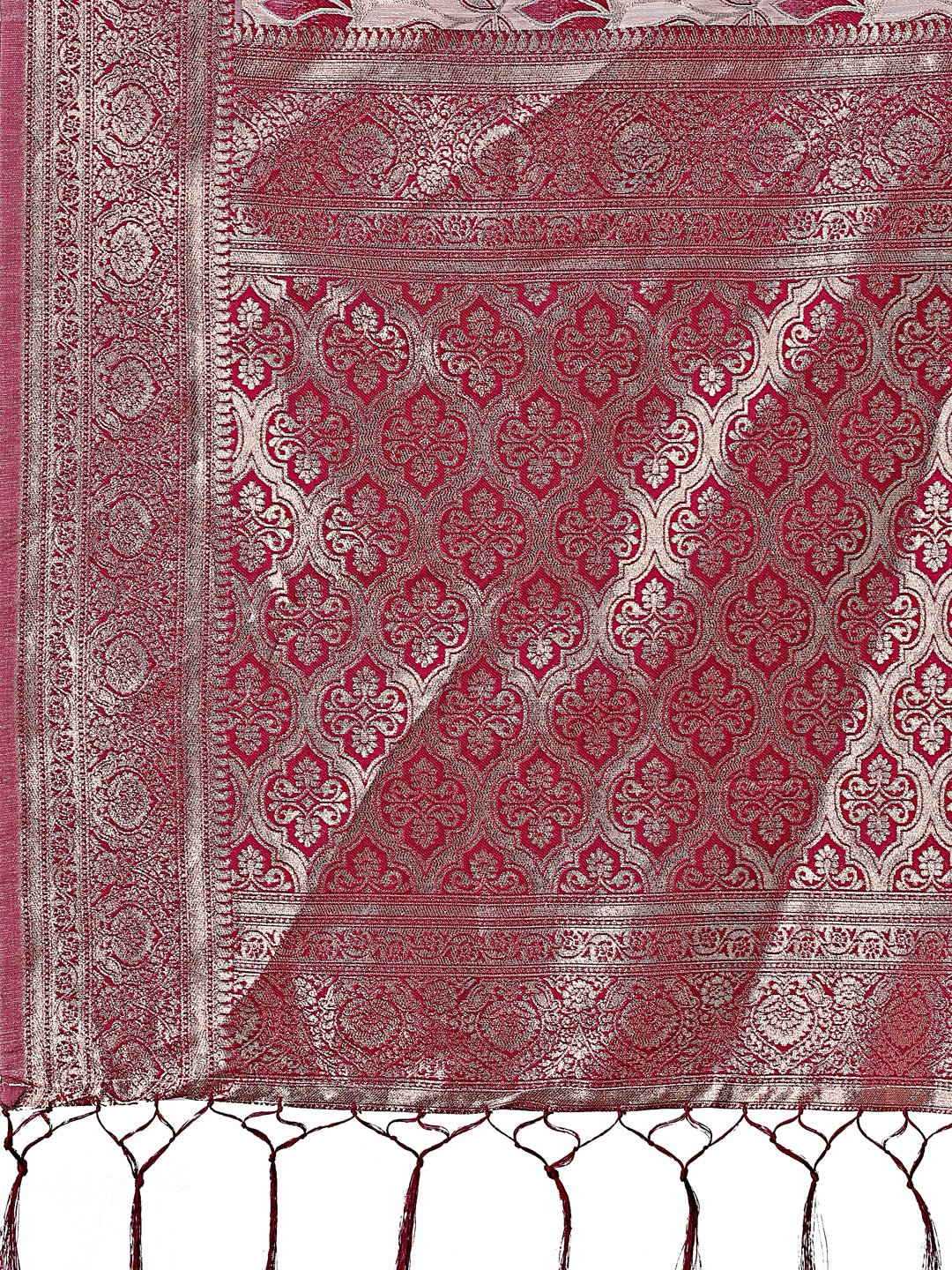Shree Shyam Fashion Stunning Beige & Purple Linen Saree with Floral Print and Rich Zari Pallu - Festive & Traditional Wear | Grocsy