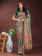 Shree Shyam Fashion Vibrant Copper & Green Banarasi Silk Saree with Colorful Pallu - Perfect Blend of Tradition and Festive Elegance | Grocsy
