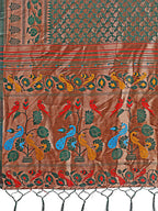 Shree Shyam Fashion Vibrant Copper & Green Banarasi Silk Saree with Colorful Pallu - Perfect Blend of Tradition and Festive Elegance | Grocsy
