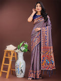 Shree Shyam Fashion Vibrant Copper & Navy Blue Banarasi Silk Saree with Colorful Pallu - Perfect Blend of Tradition and Festive Elegance | Grocsy