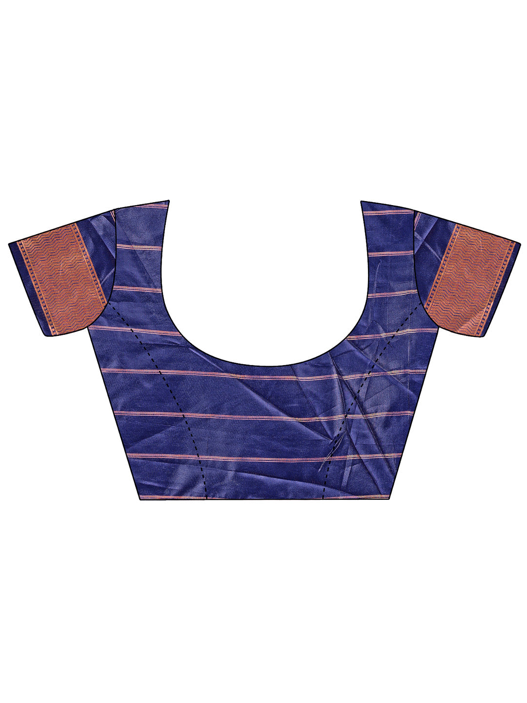 Shree Shyam Fashion Vibrant Copper & Navy Blue Banarasi Silk Saree with Colorful Pallu - Perfect Blend of Tradition and Festive Elegance | Grocsy