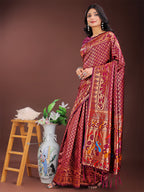 Shree Shyam Fashion Vibrant Copper & Magenta Banarasi Silk Saree with Colorful Pallu - Perfect Blend of Tradition and Festive Elegance | Grocsy