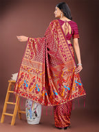 Shree Shyam Fashion Vibrant Copper & Magenta Banarasi Silk Saree with Colorful Pallu - Perfect Blend of Tradition and Festive Elegance | Grocsy