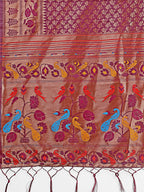 Shree Shyam Fashion Vibrant Copper & Magenta Banarasi Silk Saree with Colorful Pallu - Perfect Blend of Tradition and Festive Elegance | Grocsy